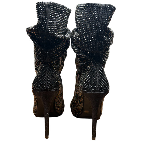 JESSICA SIMPSON Rinnah Women 37/US6.5M Rhinestone Open Toe Slouchy Booties NYE - Picture 8 of 14